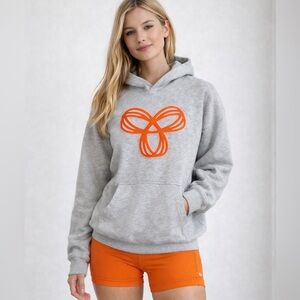 Aritzia TNA Grey Hoodie with Orange Graphic | Cozy Pullover XS